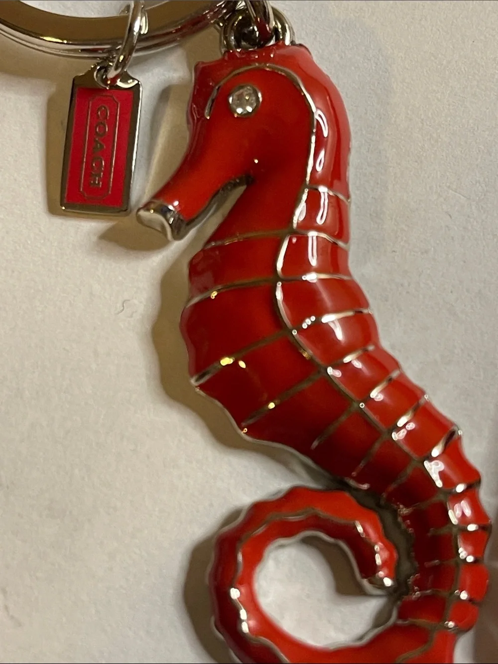 Coach Red Enamel Seahorse Keychain and Coach Pen